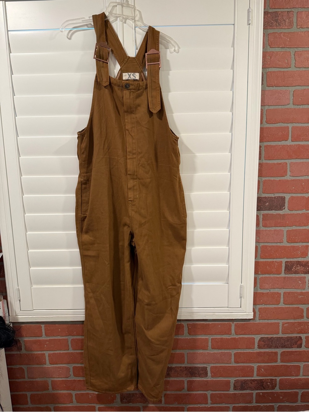 We The Free Brown Cotton Utility Overalls